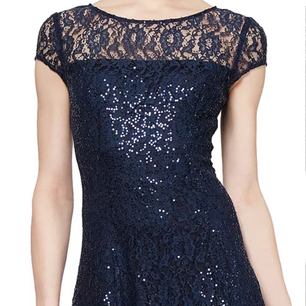 SL Fashions Elegant Navy Dress